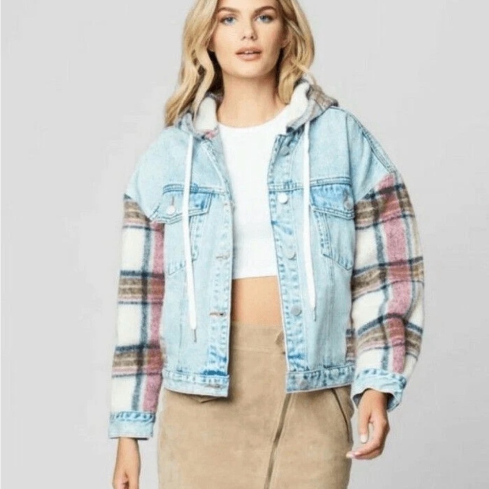 BLANKNYC Plaid Denim Women's Jacket